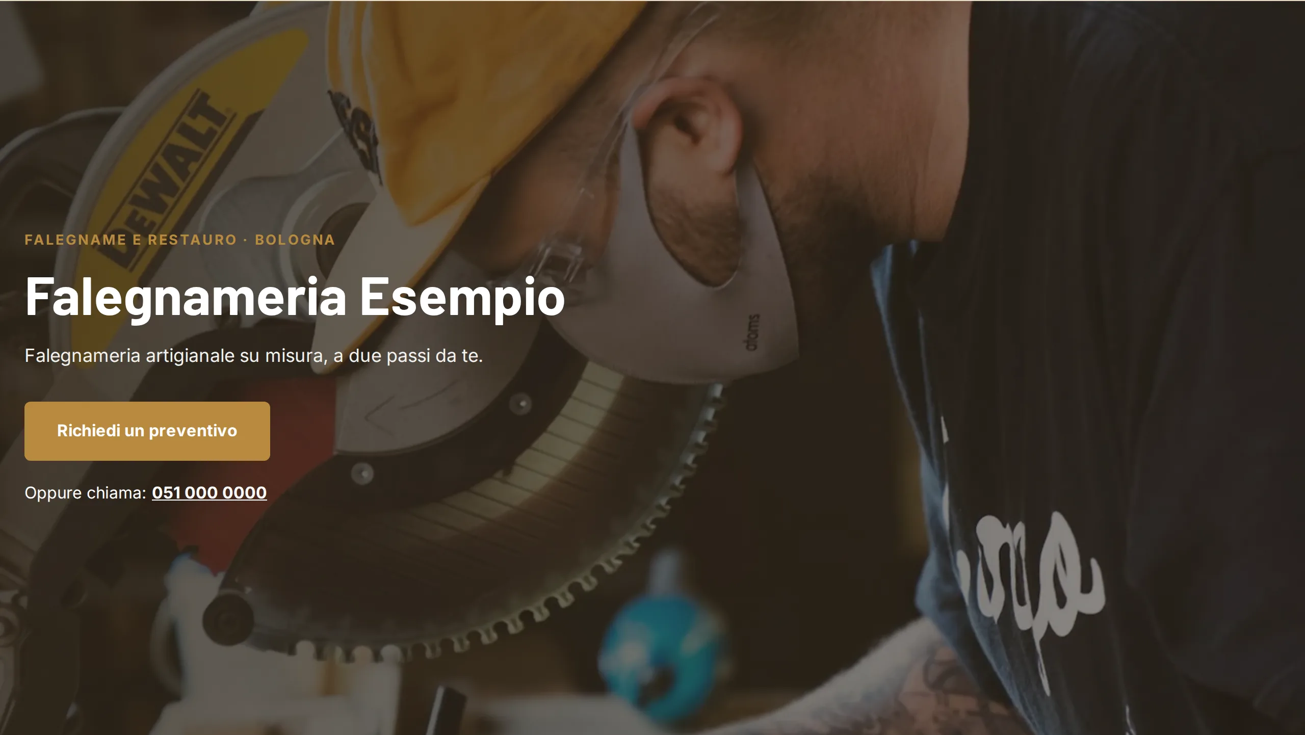 Esempio di sito pubblicato subito dopo l'attivazione, prima delle personalizzazioni