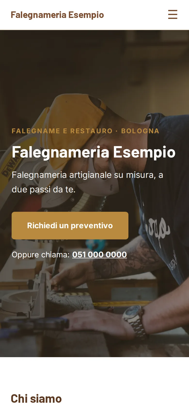 Sito pubblicato visualizzato su smartphone